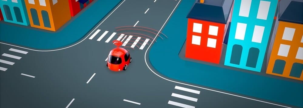 Representación en 3D de cómo funciona un coche autónomo