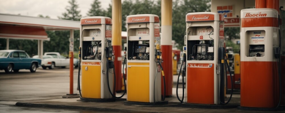 Surtidor de gasolina y diésel en una gasolina donde el precio del combustible es mayor