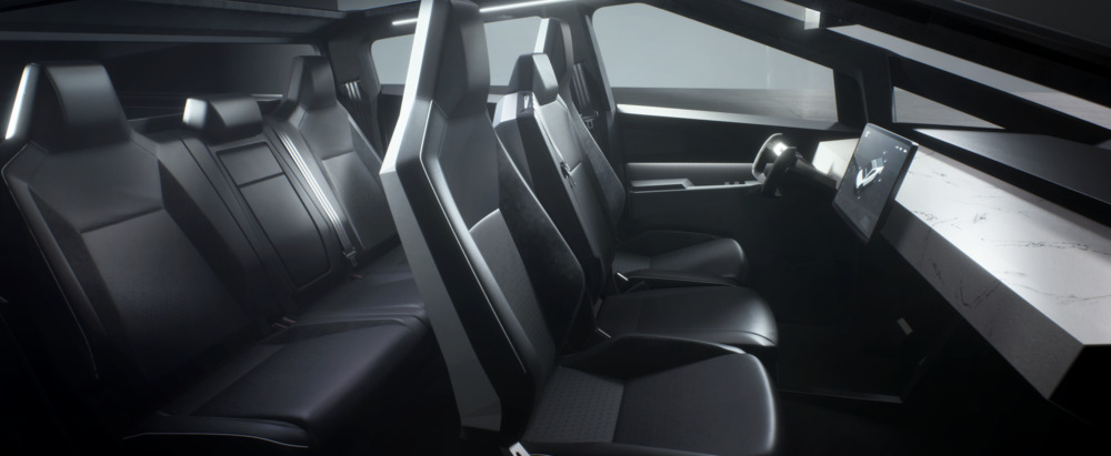 El interior minimalista del Tesla Cybertruck